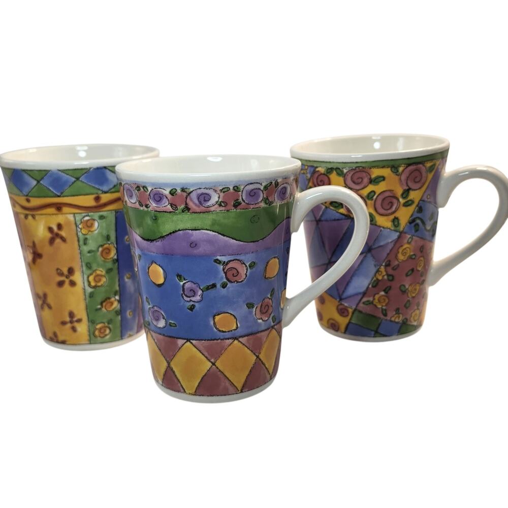 Sango Sweet Shoppe Coffee Mugs Sue Zipkin Lemon Meringue Sherbert Set/3 Vintage